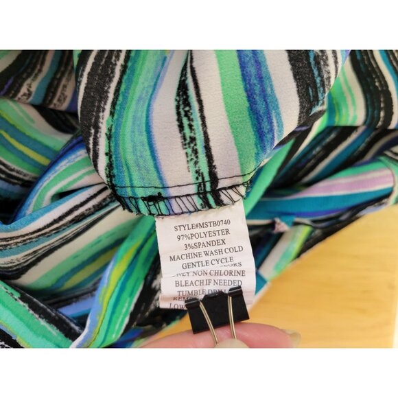 Coral Bay Womens Top Extra Large XL Roll Tab Sleeve Blue Watercolor WAT92E - Picture 8 of 8